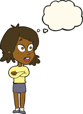 Bir insan tarafından çizilmiş düşünce balonlu bir karikatür.