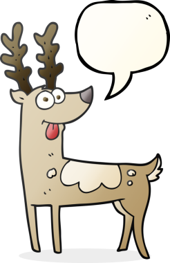 Bir insan tarafından çizilmiş serbest konuşma balonu karikatürü ren geyiği