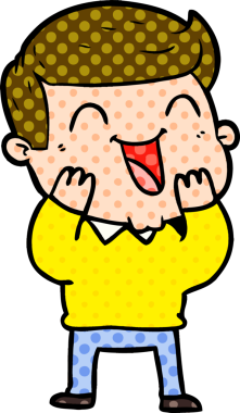 Bir insan tarafından çizilmiş gülen çizgi film adamı.