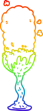 Gökkuşağı gradyan çizgi çizimi bir insan tarafından çizilmiş bir iksir kadehi