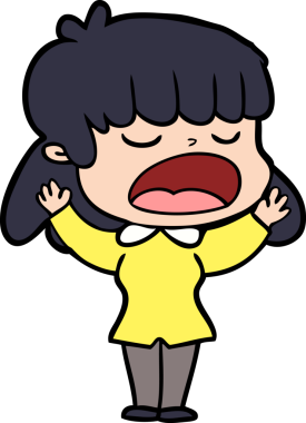 Çizgi filmdeki kadın bir insan tarafından yüksek sesle çizilmiş.