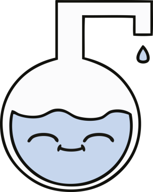 Bir insan tarafından çizilmiş bilimsel bir deneyin sevimli karikatürü.