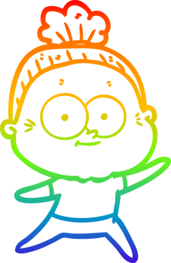 Gökkuşağı gradyan çizgi çizimi Bir insan tarafından çizilmiş mutlu yaşlı kadın