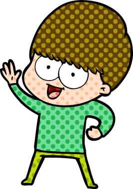 Bir insan tarafından çizilmiş mutlu çizgi film çocuğu.