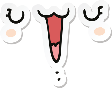 Bir insan tarafından çizilmiş şirin, mutlu bir karikatür yüzü çıkartması.