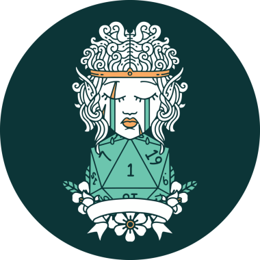 Hüzünlü elf barbar karakteri ikonu. Bir insan tarafından çizilmiş doğal bir ruloyla.