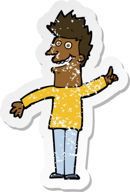 Bir insan tarafından çizilmiş mutlu bir adamın karikatür yapıştırması.