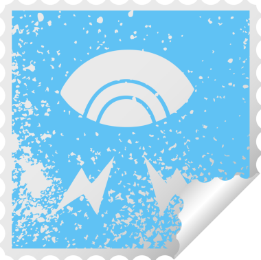 Bir insan tarafından çizilmiş mistik bir gözün kare soyulmuş çıkartması.