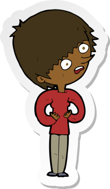 Bir insan tarafından çizilmiş bir karikatür çıkartması.