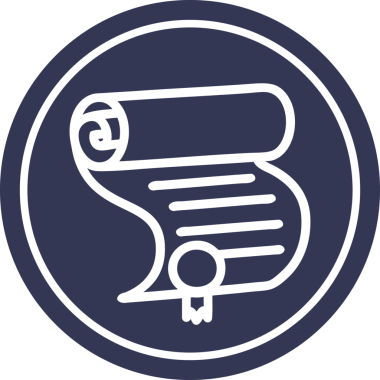 diploma sertifikası dairesel simgesi bir insan tarafından çizilmiş