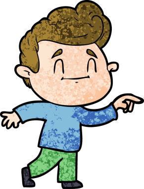 Bir insan tarafından çizilmiş mutlu çizgi film adamı.