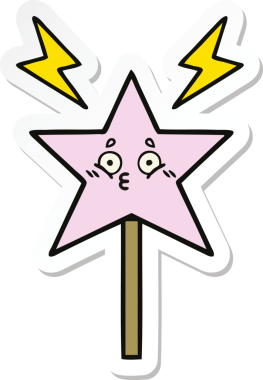 Bir insan tarafından çizilmiş şirin bir çizgi film sihirli değneğinin çıkartması.