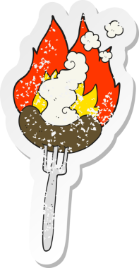 Bir insan tarafından çizilmiş sıcak sosisli çizgi filmin gerilimli yapıştırması.