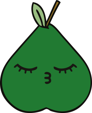 Bir insan tarafından çizilmiş armut karikatürü.