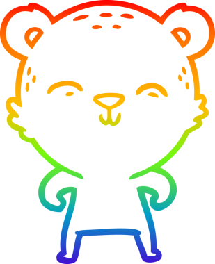 Bir insan tarafından çizilmiş mutlu bir çizgi film ayısının çizimi.