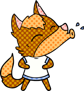 Bir insan tarafından çizilmiş tilki çizgi film karakteri