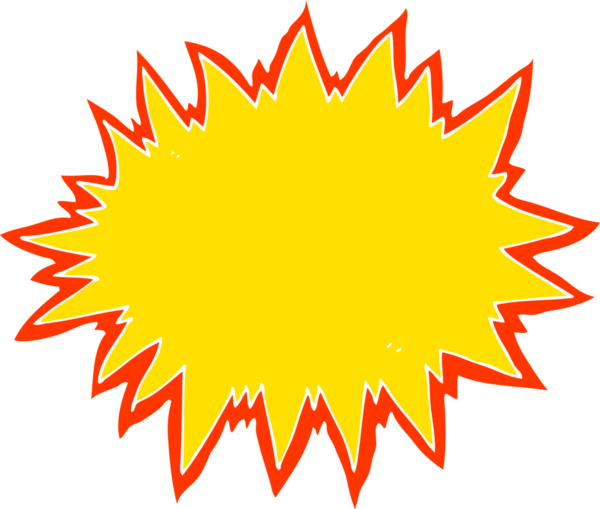 Bir insan tarafından çizilen patlama işaretinin düz renk çizimi