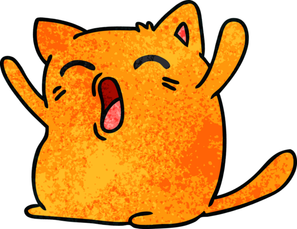 Bir insan tarafından çizilmiş kawaii kedisinin el yazısıyla çizilmiş çizgi filmi.