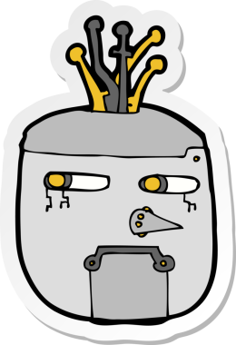 Bir insan tarafından çizilmiş robot kafanın çıkartması.