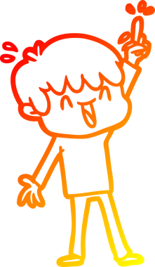 Bir insan tarafından çizilmiş gülen bir çizgi film karakteri çizimi