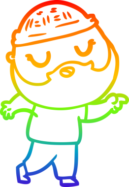 Bir insan tarafından çizilmiş sakallı bir karikatür çizimi.