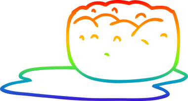 Yorkshire pudingi ve sosu bir insan tarafından çizilmiş gökkuşağı gradyanı çizimi