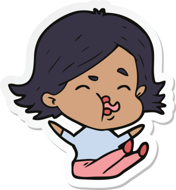 Bir insan tarafından çizilmiş bir karikatür kızının çıkartması.