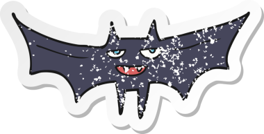 Bir insan tarafından çizilmiş bir cadılar bayramı yarasasının gerilmiş çıkartması.