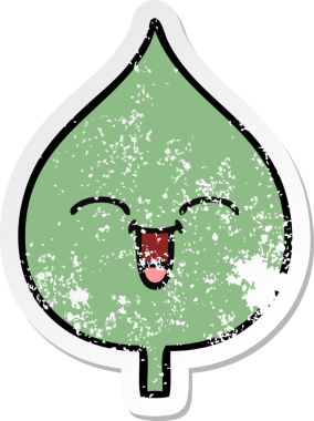 Sevimli bir çizgi film karakterinin sıkıntılı çıkartması. Bir insan tarafından çizilmiş ifade yaprağı.