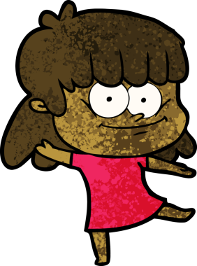 Bir insan tarafından çizilmiş gülümseyen bir kadın.