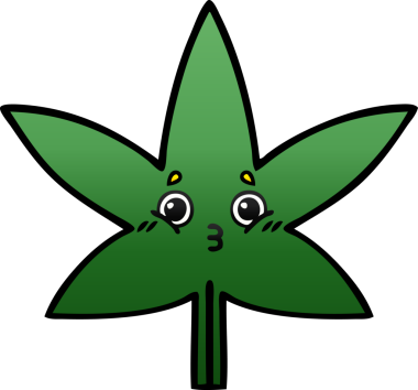 Bir insan tarafından çizilmiş marihuana yaprağının gölgeli çizgi filmi.