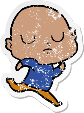 Bir insan tarafından çizilmiş kel bir adamın sıkıntılı çıkartması.