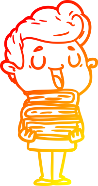 Bir insan tarafından çizilmiş mutlu bir çizgi film karakteri çizimi.