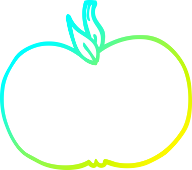 Bir insan tarafından çizilmiş sulu bir elmanın soğuk gradyan çizimi.