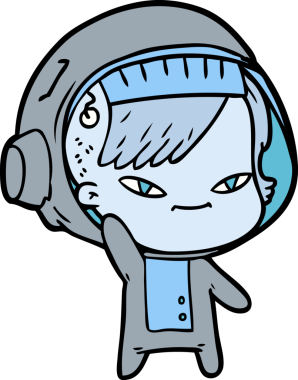 Bir insan tarafından çizilmiş astronot kadın.