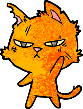 Bir insan tarafından çizilmiş sert çizgi film kedisi.