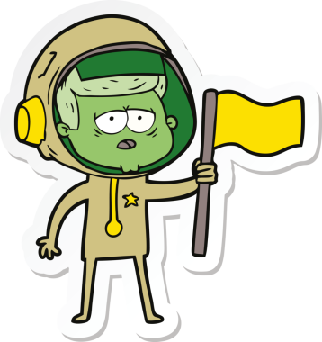 Bir insan tarafından çizilmiş yorgun bir astronotun çıkartması.