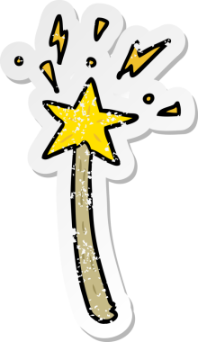 Bir insan tarafından çizilmiş sihirli bir değneğin sıkıntılı çıkartması.