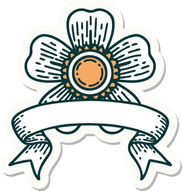 Bir insan tarafından çizilmiş çiçek pankartıyla dövme stili