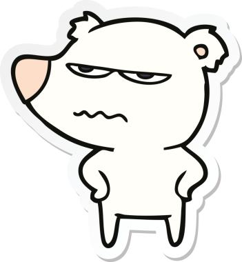 Bir insan tarafından çizilmiş kızgın ayı kutup karikatürü çıkartması.