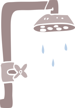 Bir insan tarafından çizilmiş düz renk karikatür duş başlığı