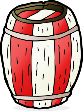 Bir insan tarafından çizilmiş çizgi film fıçısı.