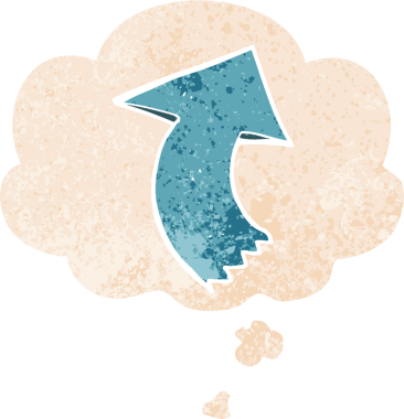 Bir insan tarafından çizilmiş grunge ile düşünce baloncuğu ile çizilmiş çizgi film sıkıntılı retro desen