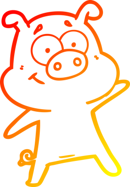 Bir insan tarafından çizilmiş mutlu çizgi film domuzu çizimi.