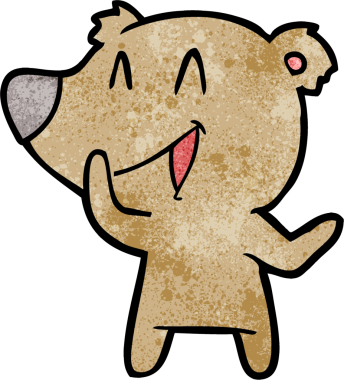 Bir insan tarafından çizilmiş gülen ayı çizgi filmi.