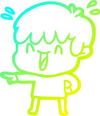 Bir insan tarafından çizilmiş gülen bir çizgi film karakteri çizimi.