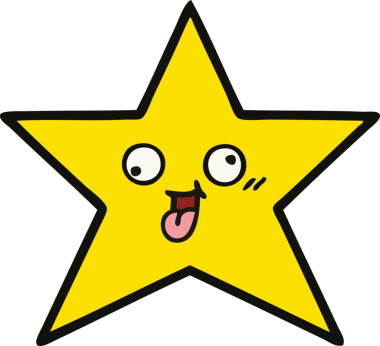 Bir insan tarafından çizilmiş altın yıldız karikatürü.