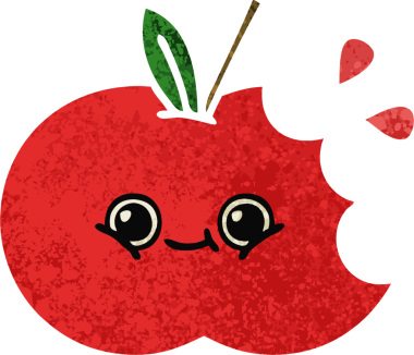 Bir insan tarafından çizilmiş elmanın retro çizim tarzı karikatürü