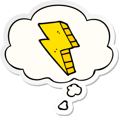 Düşünce baloncuklu karikatür yıldırımı insan tarafından çizilmiş bir çıkartma.