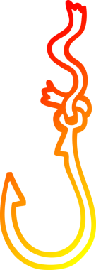 Bir insan tarafından çizilmiş karikatür balık kancasının sıcak gradyan çizgisi